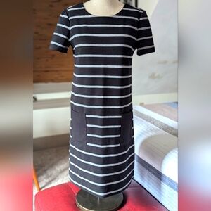 Black and Gray Striped Shift Dress